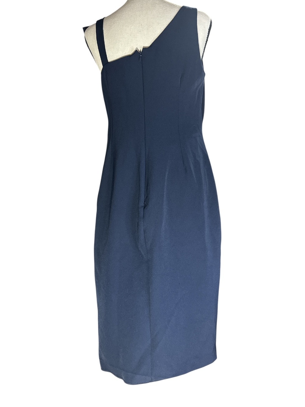 Marina Navy One-Shoulder Ruffle Cocktail Dress Size 8 - Picture 5 of 7